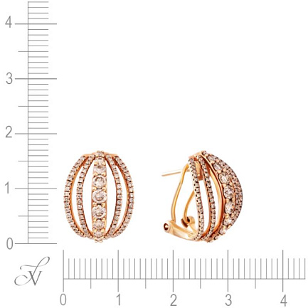 Серьги из красного золота с бриллиантами