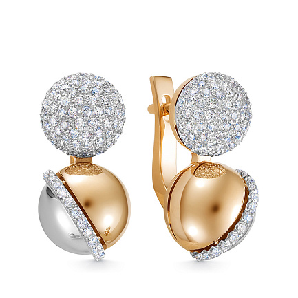 Серьги из красного золота с бриллиантами