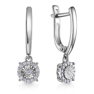 Серьги с английским замком из белого золота с бриллиантом