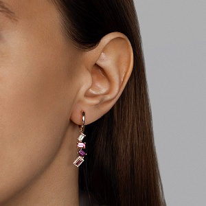 Серьги с английским замком из красного золота с бриллиантами