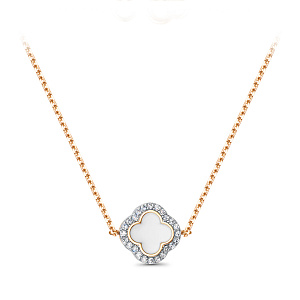 Колье из красного золота с фианитами, эмалью