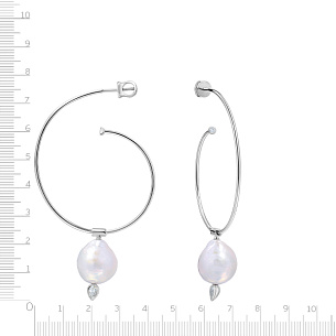 Серьги Пусеты из белого золота с бриллиантами и жемчугами