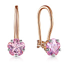 Серьги с французским замком из красного золота с фианитом