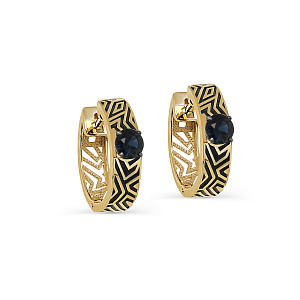 Серьги с английским замком из желтого золота с сапфирами