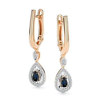 Серьги с английским замком из красного золота с бриллиантами