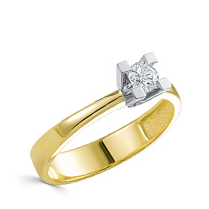 Кольцо из желтого золота с бриллиантом