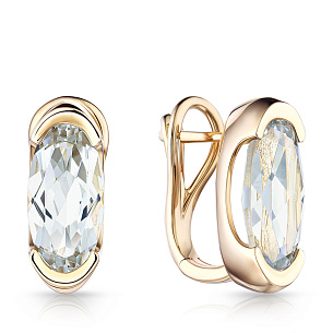 Серьги с английским замком из белого золота с топазом