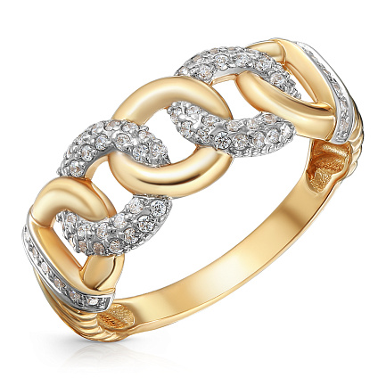 Кольцо из красного золота с фианитом