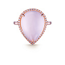 Кольцо из красного золота с бриллиантами, кварцем