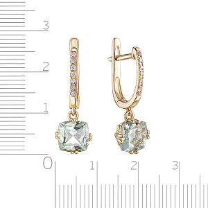 Серьги с английским замком из желтого золота с аметистами