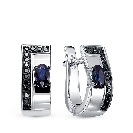 Серьги из белого золота с сапфирами