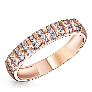 Кольцо из красного золота с фианитом