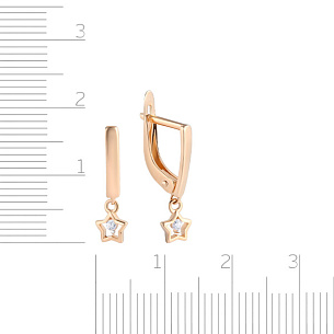 Серьги детские из красного золота с фианитом