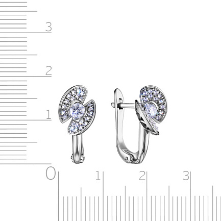 Серьги с английским замком из белого золота с бриллиантами