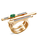 Кольцо из красного золота с бриллиантами, изумрудом