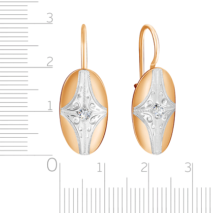 Серьги из красного золота с фианитом