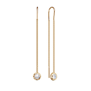 Серьги из красного золота с фианитами