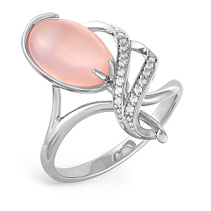 Кольцо из серебра с ониксом, фианитами