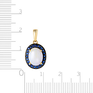 Подвеска из желтого золота с опалом, сапфирами