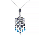 Подвеска из белого золота с бриллиантами, сапфирами