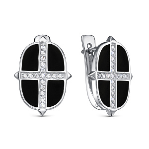 Серьги с английским замком из серебра с фианитами