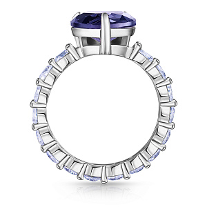 Кольцо из серебра с кварцем, фианитом