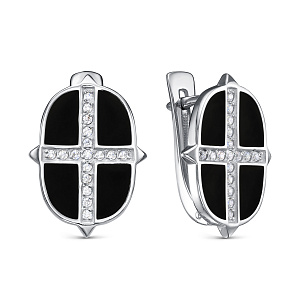 Серьги с английским замком из серебра с фианитом