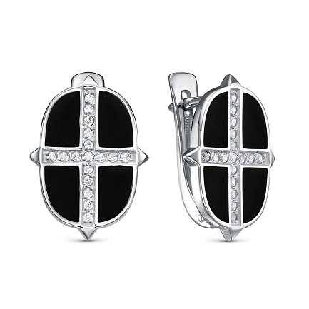 Серьги с английским замком из серебра с фианитами