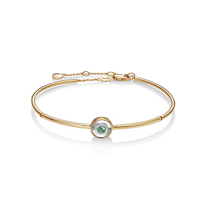 Браслет из красного золота с бриллиантами, изумрудом