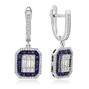 Серьги из белого золота с сапфиром