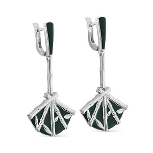 Серьги с английским замком из серебра с эмалью