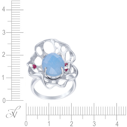 Кольцо из серебра с агатом, фианитом