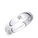 Кольцо обручальное из белого золота с бриллиантом