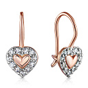 Серьги с французским замком из красного золота с фианитом