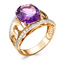 Кольцо из красного золота с бриллиантами, аметистом