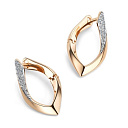 Серьги с английским замком из красного золота с бриллиантами