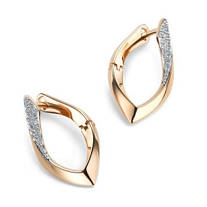 Серьги с английским замком из красного золота с бриллиантами