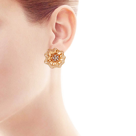 Серьги из красного золота с фианитом