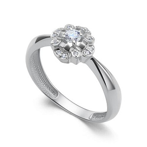 Кольцо из белого золота с бриллиантами