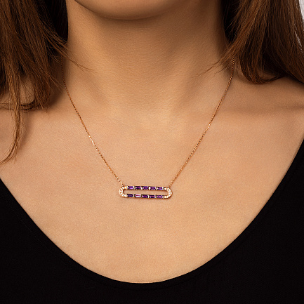 Колье из красного золота с бриллиантами, аметистом