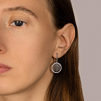 Серьги с английским замком из белого золота с бриллиантами