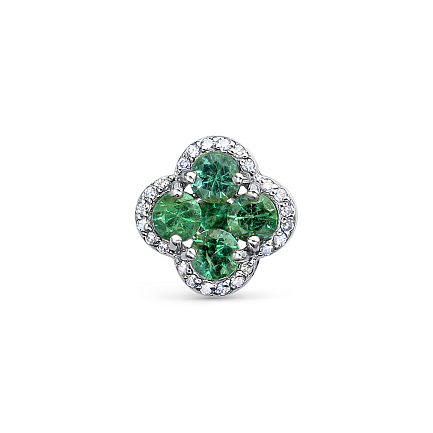 Подвеска из белого золота с бриллиантами, изумрудом