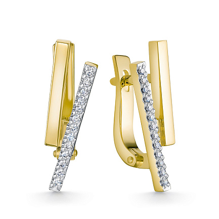 Серьги из желтого золота с бриллиантами