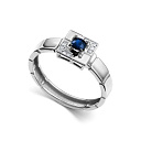 Кольцо из белого золота с бриллиантами, сапфиром