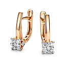 Серьги с английским замком из красного золота с бриллиантами