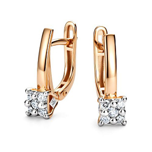 Серьги с английским замком из красного золота с бриллиантами