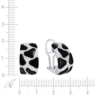 Серьги из белого золота с ониксом