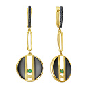 Серьги с английским замком из серебра с изумрудами