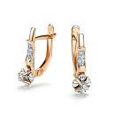 Серьги с английским замком из красного золота с бриллиантами