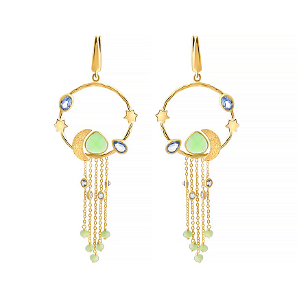 Серьги с английским замком из серебра с пренитом